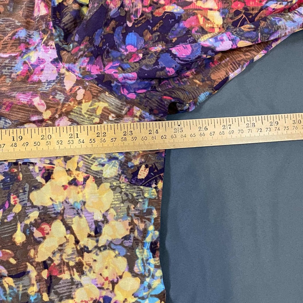 Coldwater Creek 100% Silk Floral Blouse Multi Color Abstract Print Top 1X 18 - Picture 7 of 9